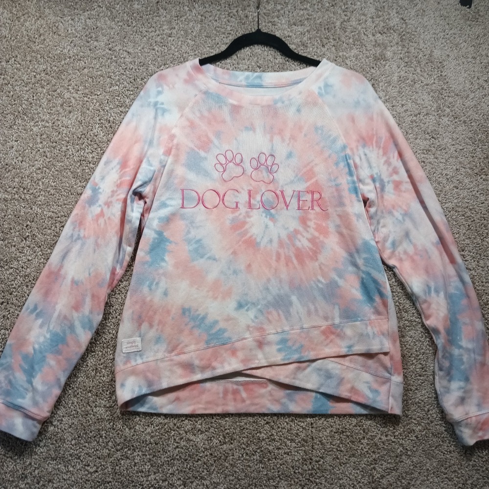 Simply Southern Swirl Tie-dye Dog Lover Crew Neck Shirt. Large.